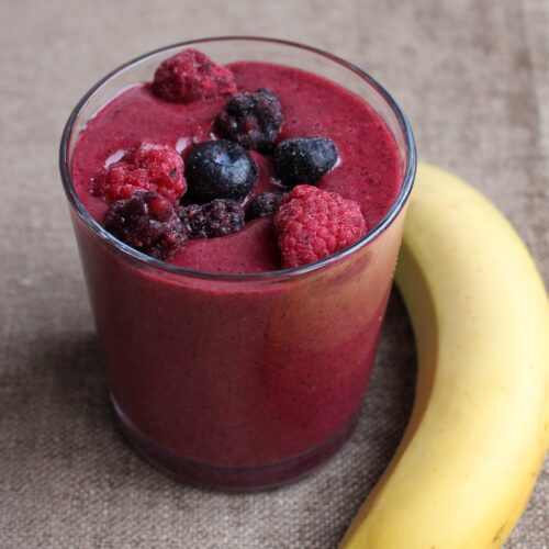 smoothie with berries on top