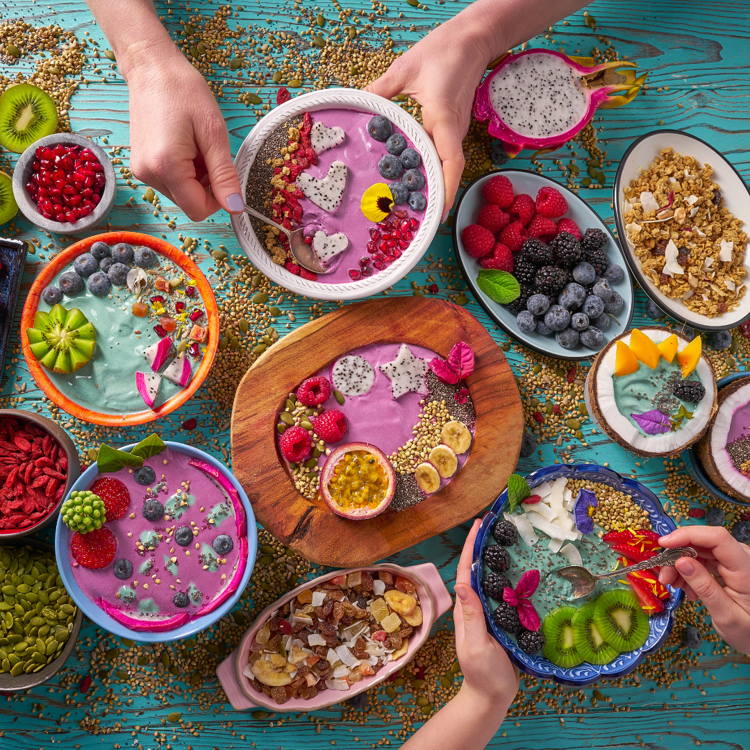 pretty smoothie bowl with superfoods