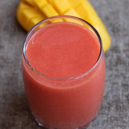 Pink smoothie with mango