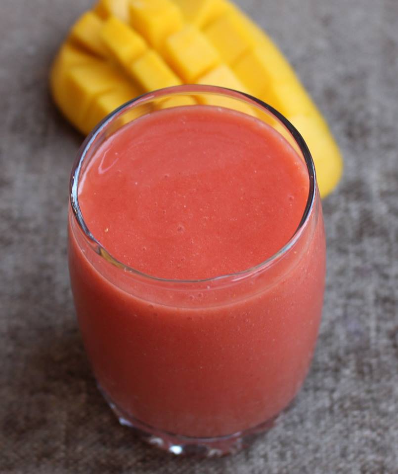 Pink smoothie with mango