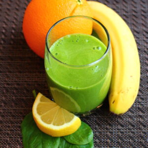 Banana orange lemon spinach smoothie