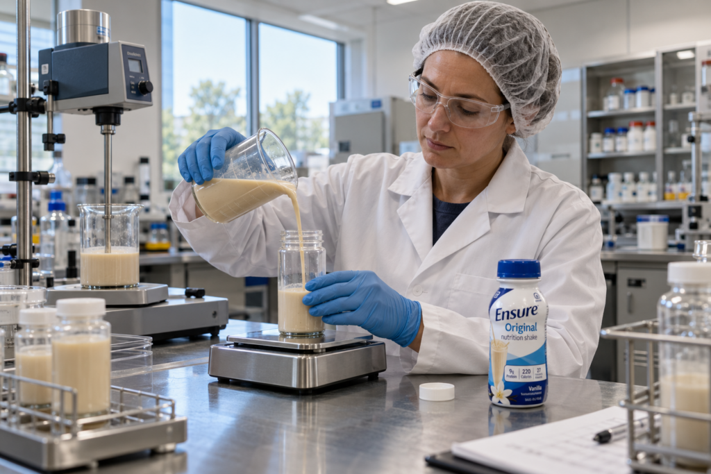 scientist preparing Ensure in a lab