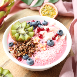 light pink smoothie bowl