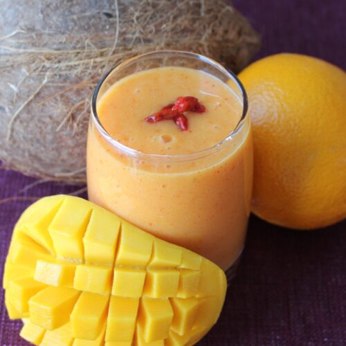 orange mango and coconut water smoothie