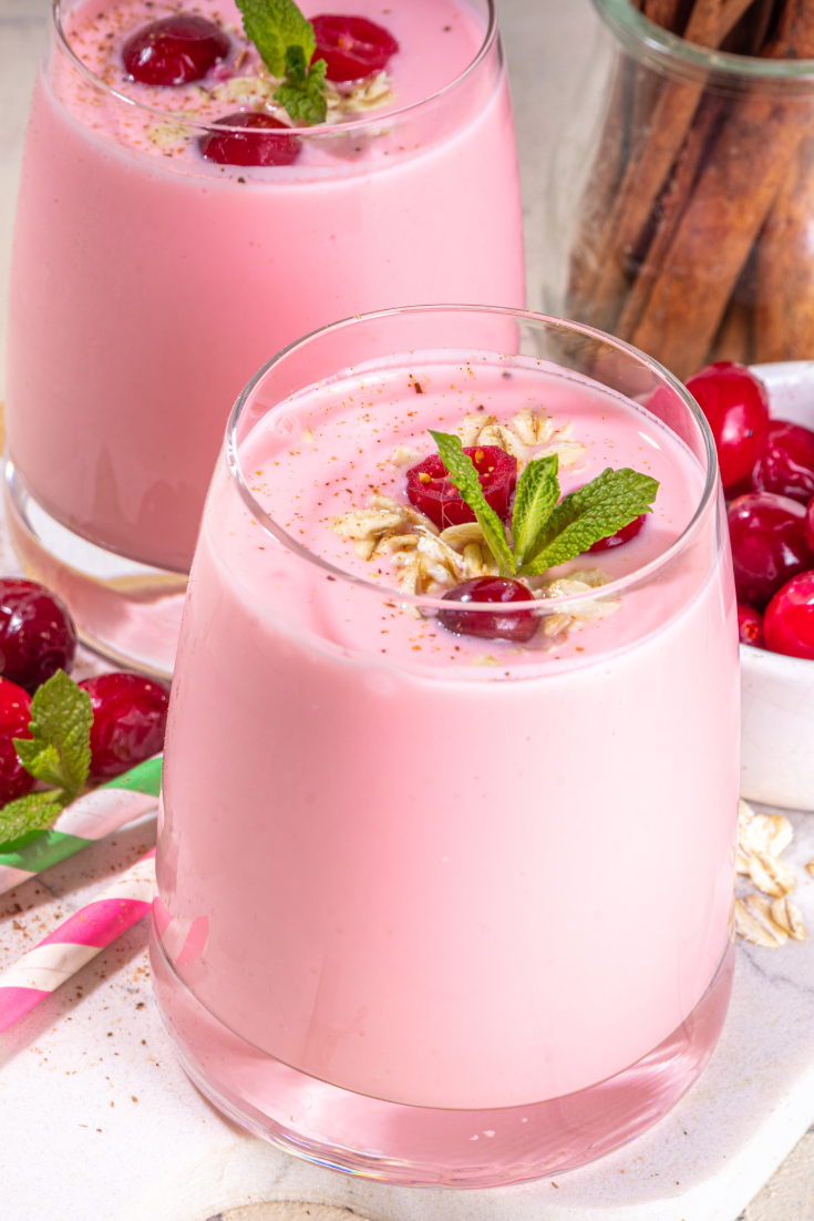 light pink cranberry smoothie