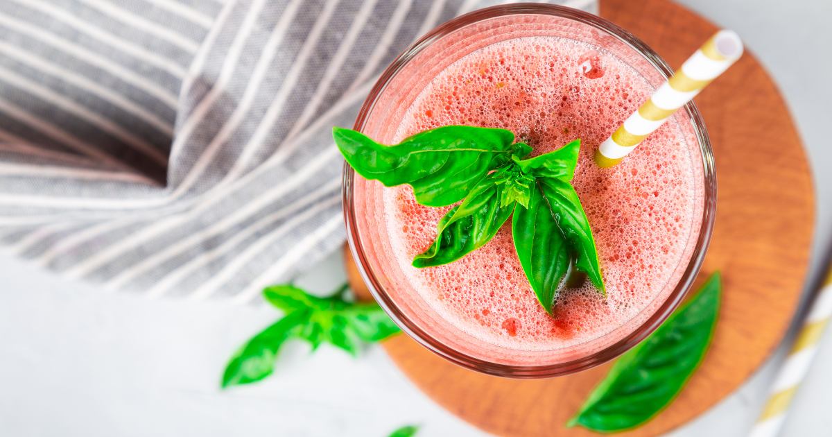 watermelon juice infused with garden herbs