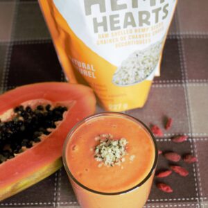 papaya smoothie with hemp seeds