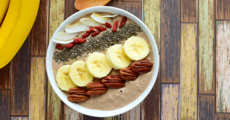 smoothie bowl with pecans on top