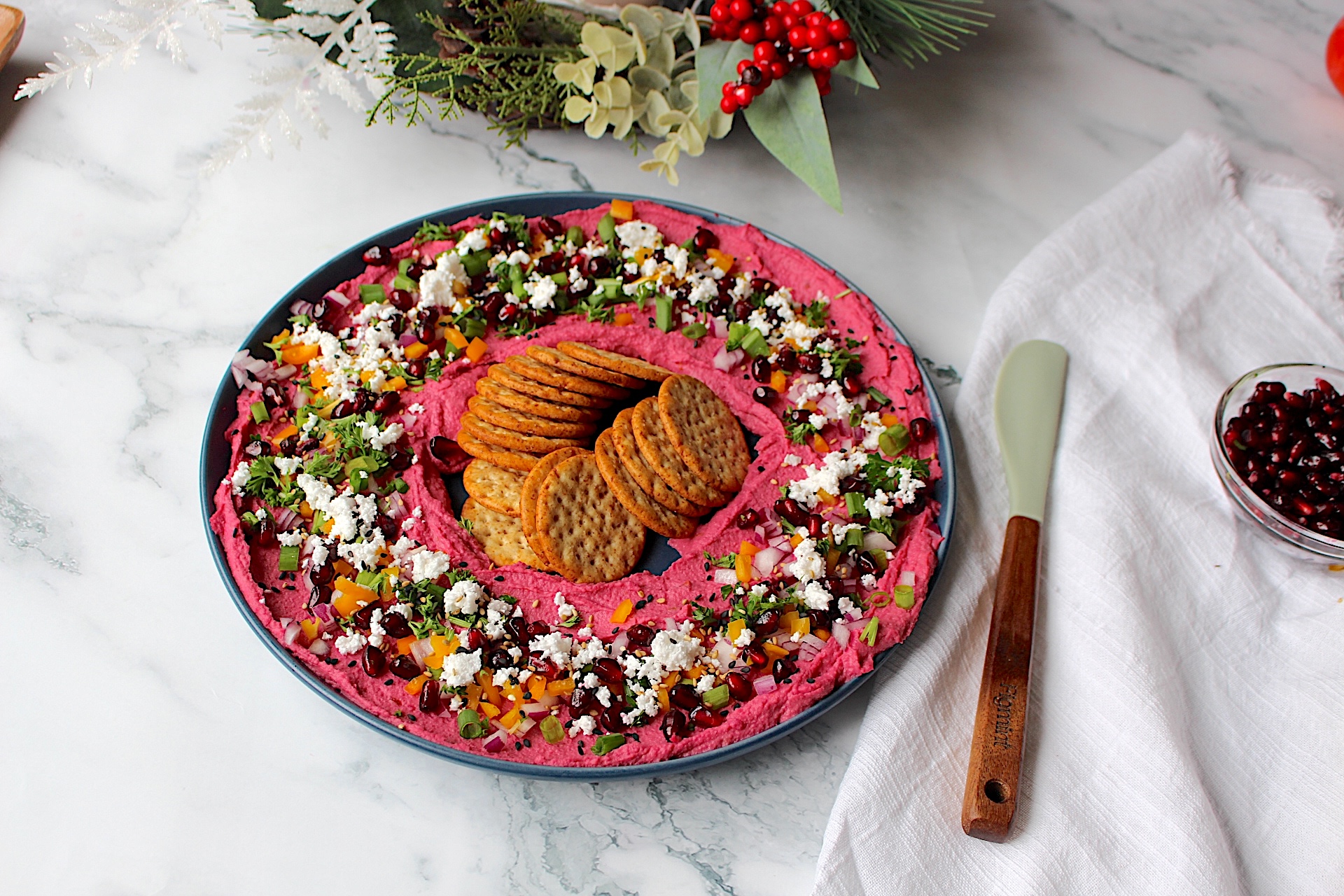 Holiday Hummus Wreath