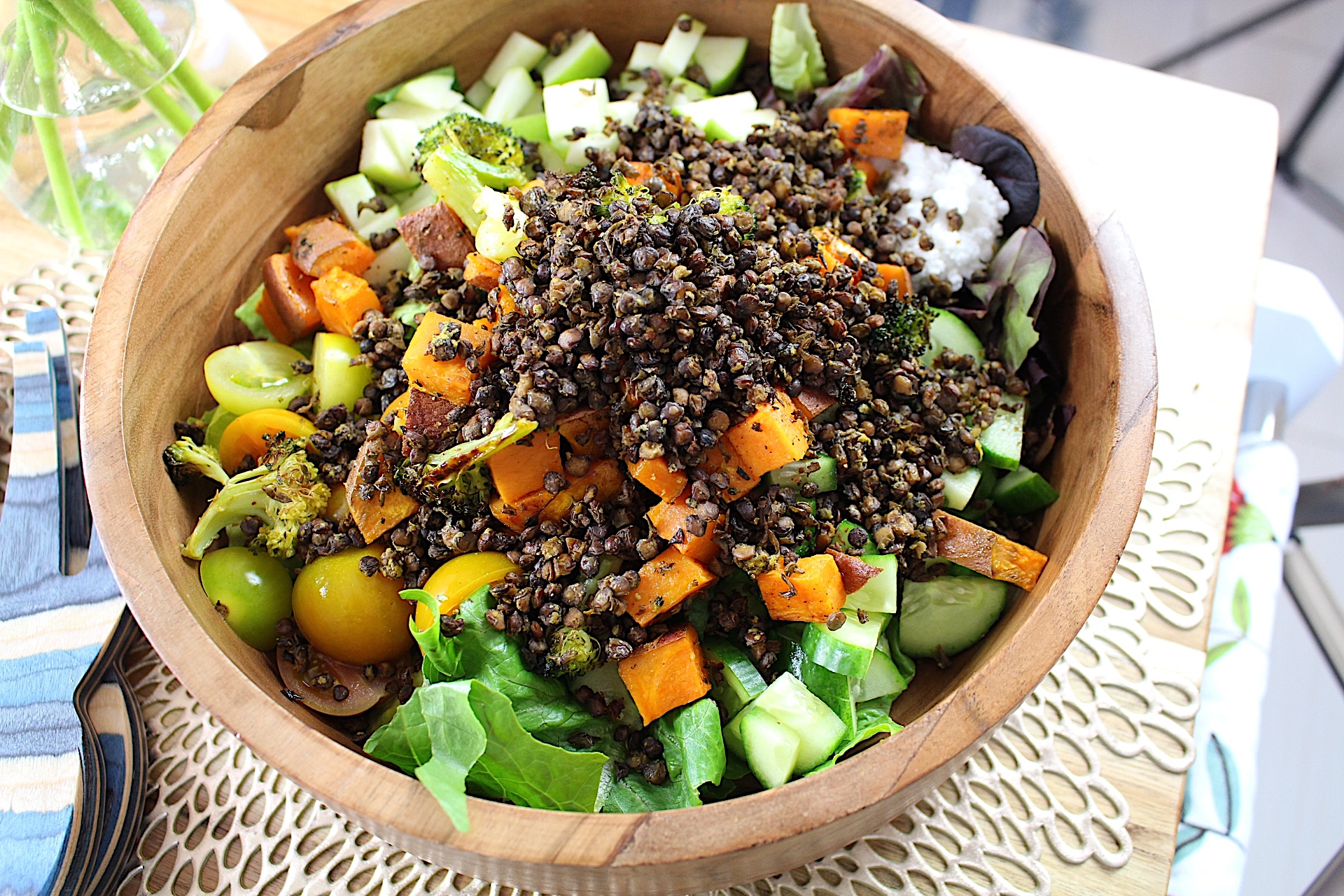 Crispy Lentil Salad White Balsamic Vinaigrette