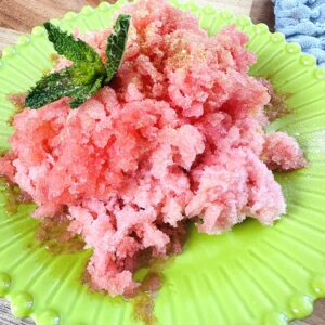 watermelon shave ice in a green plate