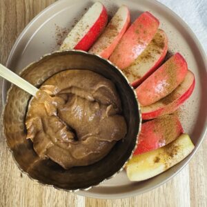 almond date dip with apple slices